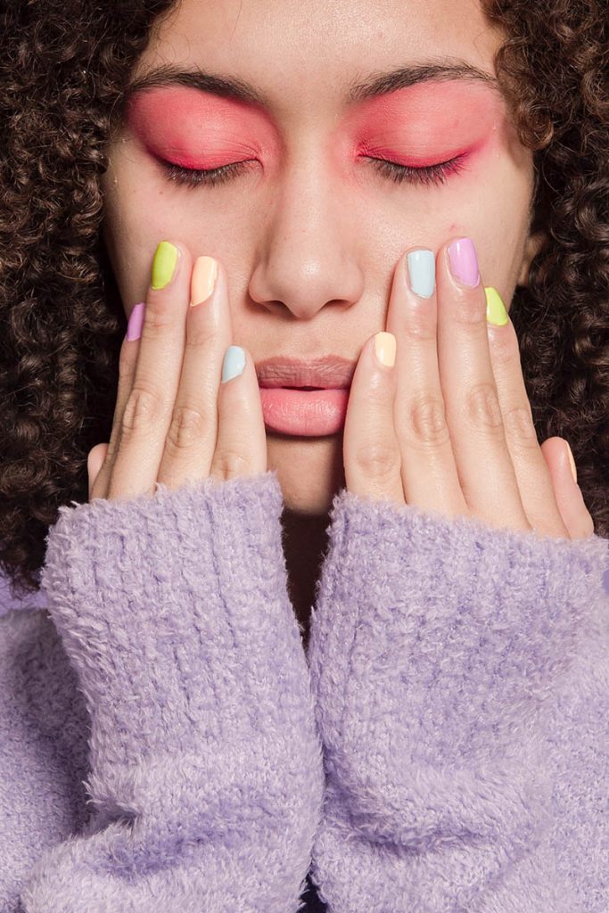 Pastel colored nails